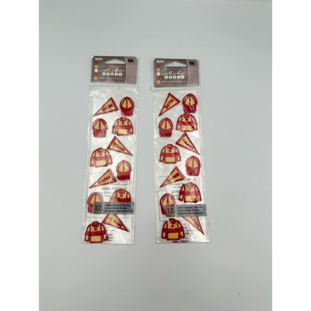 EK Success Sticko Embroidered Sports Stickers Lot of 2 Football Helmet